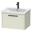 Duravit D - Code 1 Drawer Wall Hung Vanity Unit with Black Handle 634mm x 460mm - Pale Green - DC46660BDHH0000 - TAP 'N' SHOWER