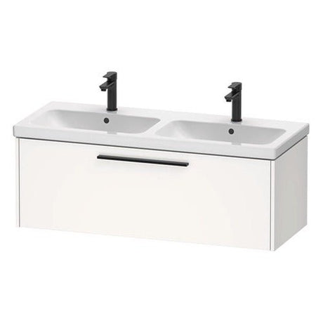 Duravit D - Code 1184mm x 460mm 1 Drawer Wall Hung Vanity Unit with Black Handle - Matt White - DC46690BD180000 - TAP 'N' SHOWER