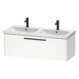 Duravit D - Code 1184mm x 460mm 1 Drawer Wall Hung Vanity Unit with Black Handle - Gloss White - DC46690BD220000 - TAP 'N' SHOWER