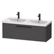 Duravit D - Code 1184mm x 460mm 1 Drawer Wall Hung Vanity Unit with Black Handle - Matt Graphite - DC46690BD490000 - TAP 'N' SHOWER