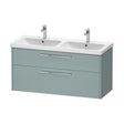Duravit D - Code 2 Drawer Wall Hung Vanity Unit 1184mm x 460mm - Fjord Green - DC4674010HG0000 - TAP 'N' SHOWER