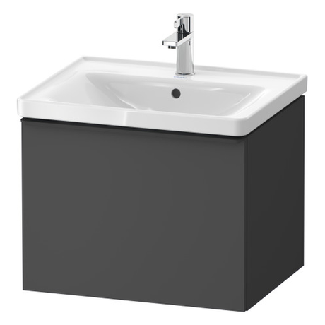 Duravit D-Neo 600mm 1 Drawer Vanity Unit Only Wall Mounted - Matt Graphite - DE42490BD490000