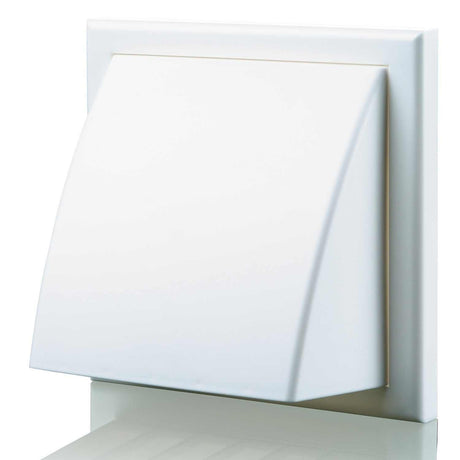 Blauberg Plastic Cowled Hooded Air Ventilation wall grille in white with removable hood and draught-reducing shutter for bathroom and kitchen moisture control