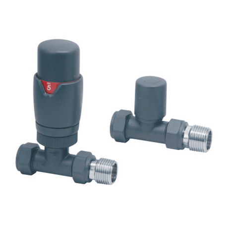 Scudo Designer Twin Pack TRV Straight - Anthracite - DES - TRV - STR - ANT - TAP 'N' SHOWER