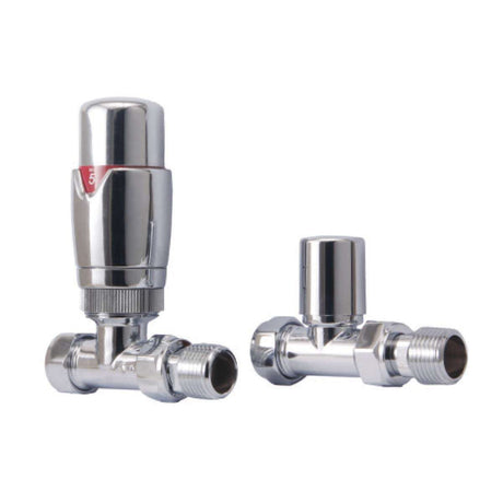 Hudson Reed Luxury Modern Straight Thermostatic Radiator Valves Pair -