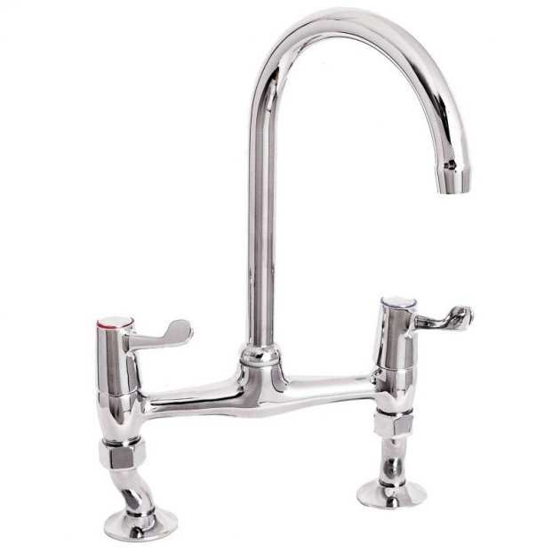 Deva Bridge Kitchen Sink Mixer Tap with 3 inch chrome lever handles and swivel spout