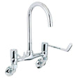 Deva modern wall mounted chrome kitchen sink mixer tap with 6 inch lever handles and curved spout