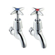 Deva 1/2 Inch Cross Handle Bib Taps BS5412 Pair - Chrome - 095X