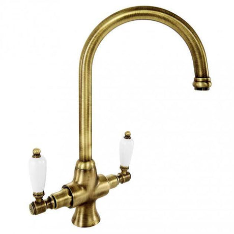 Deva Georgian Traditional Mono Kitchen Sink Mixer Tap in bronze finish with dual lever handles
