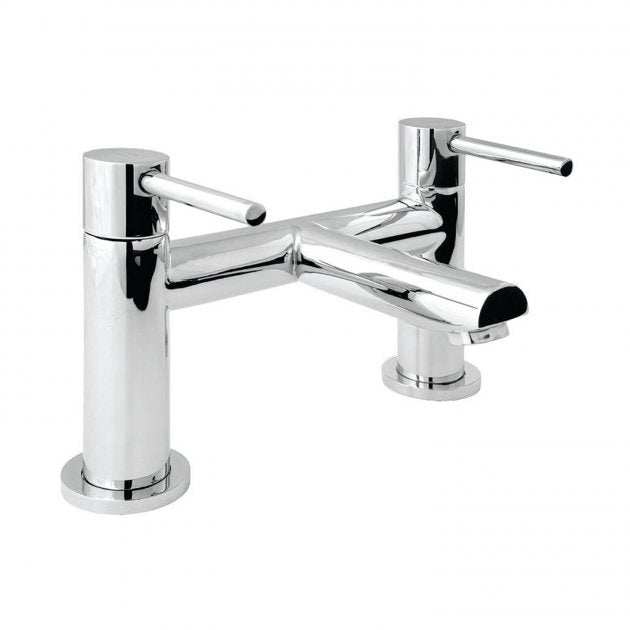 Deva Insignia Modern chrome pillar mounted bath filler tap with separate hot and cold levers