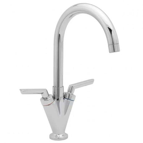 Deva Lever Mono Kitchen Sink Mixer Tap in chrome with swivel spout and dual lever handles