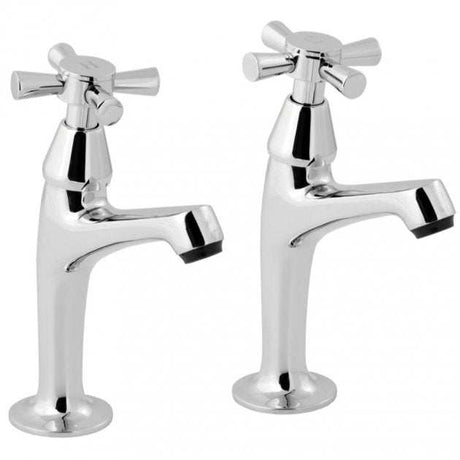 Deva Milan Modern Kitchen Sink Taps pair in chrome with cross handles and polished brass construction