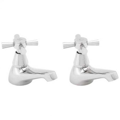 Pair of Deva Milan Basin Taps in chrome with crosshead design and solid brass bodies