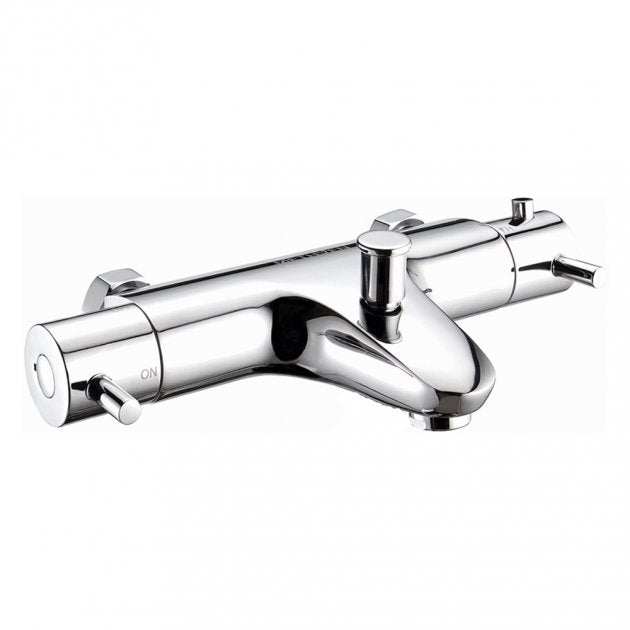 Deva thermostatic modern wall mounted bath shower mixer tap in chrome finish with durable brass construction