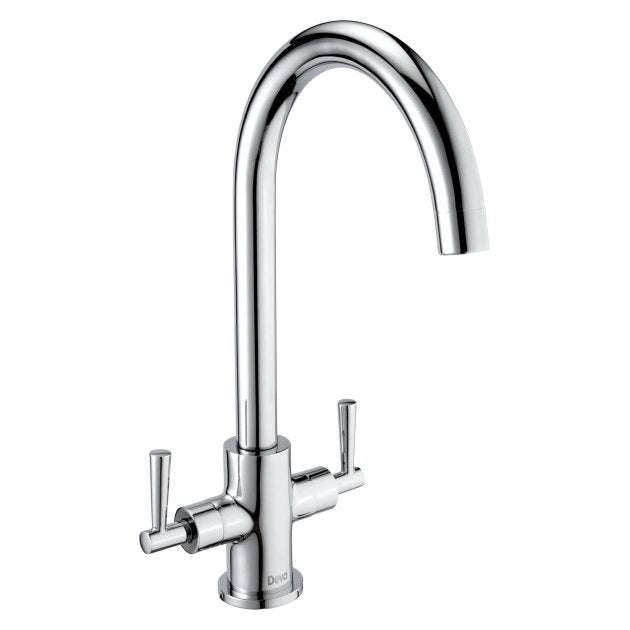 Deva Nelson Mono chrome kitchen sink mixer tap with rounded swivel spout and ceramic disc handles