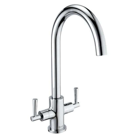 Deva Nelson Mono chrome kitchen sink mixer tap with rounded swivel spout and ceramic disc handles