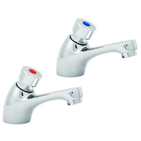 Deva Modern Non-Concussive Self-Closing Taps Pair - Chrome - NCT001