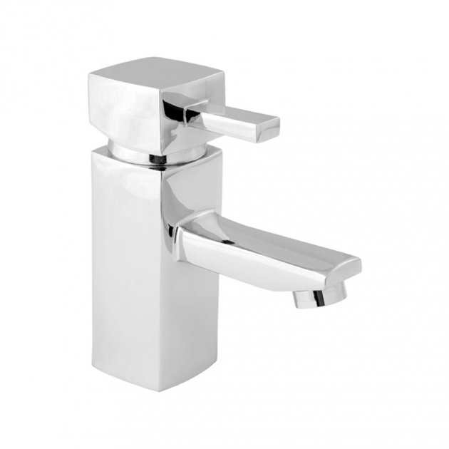 Deva Rubic Mono Basin Mixer Tap in chrome with press top waste and single lever control