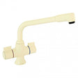 Beige Deva Sauris Mono Kitchen Sink Mixer Tap with swivel spout and dual handles for hot and cold water