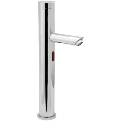 Deva Sensor 3D chrome mono basin tap with infra-red sensor, tall rounded brass design, mains or battery operated