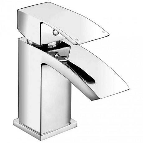 Deva Swoop MK2 modern mini chrome single lever basin mixer tap with sleek square edges and swooping spout