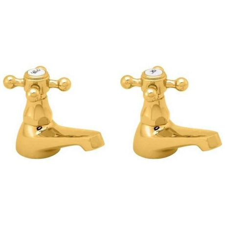 Deva Tudor Gold Traditional Basin Taps Pair - TUD01501
