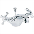 Deva Tudor Mono Basin chrome mixer tap with traditional cross handles and pop-up waste