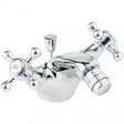 Deva Tudor Traditional Mono Bidet Mixer Tap in chrome with pop up waste, solid brass construction, classic cross handles.