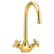 Deva Venetian Traditional Mono Kitchen Sink Mixer Tap in gold finish with dual cross handles and high-arc spout
