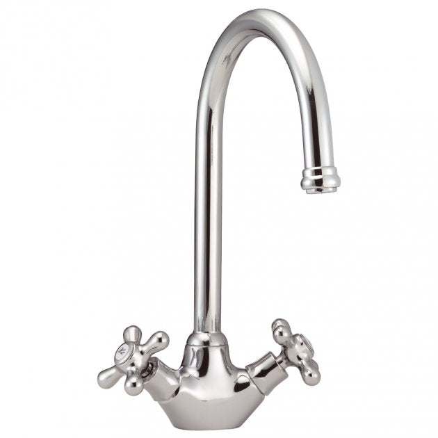 Deva Venetian Mono chrome kitchen sink mixer tap with tall rounded spout and crosshead handles