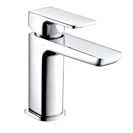 Deva Wai Modern Basin Mixer Tap in chrome with press top waste and contemporary solid brass design