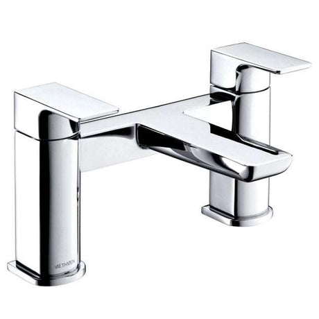 Deva Wai Modern chrome pillar mounted bath filler tap with dual lever design and solid brass construction