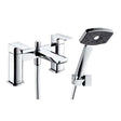 Deva Wai Modern Pillar chrome bath shower mixer tap with handheld showerhead and solid brass construction