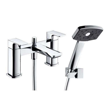 Deva Wai Modern Pillar chrome bath shower mixer tap with handheld showerhead and solid brass construction