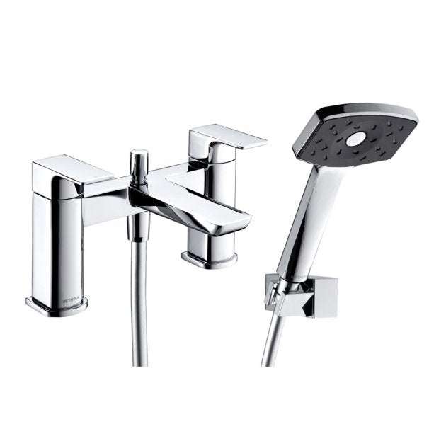 Deva Wai Modern Pillar chrome bath shower mixer tap with handheld showerhead and solid brass construction