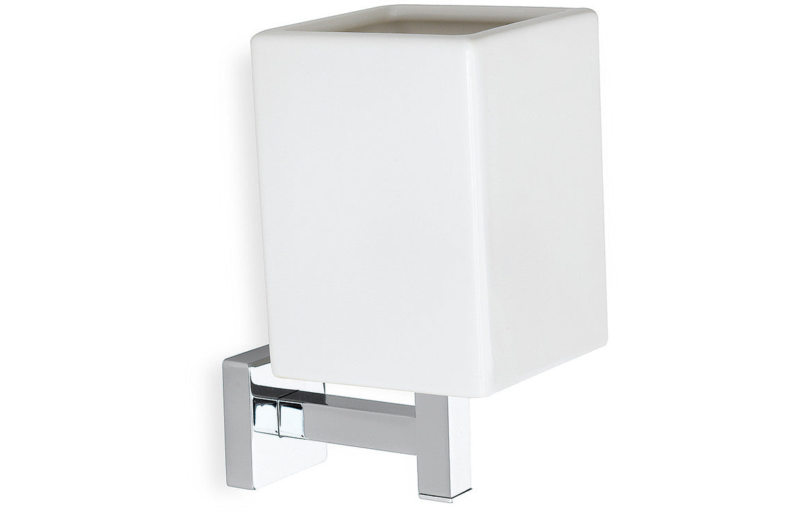 Prystine Arbor Wall Mounted Tumbler - Chrome & White - PRIS101693