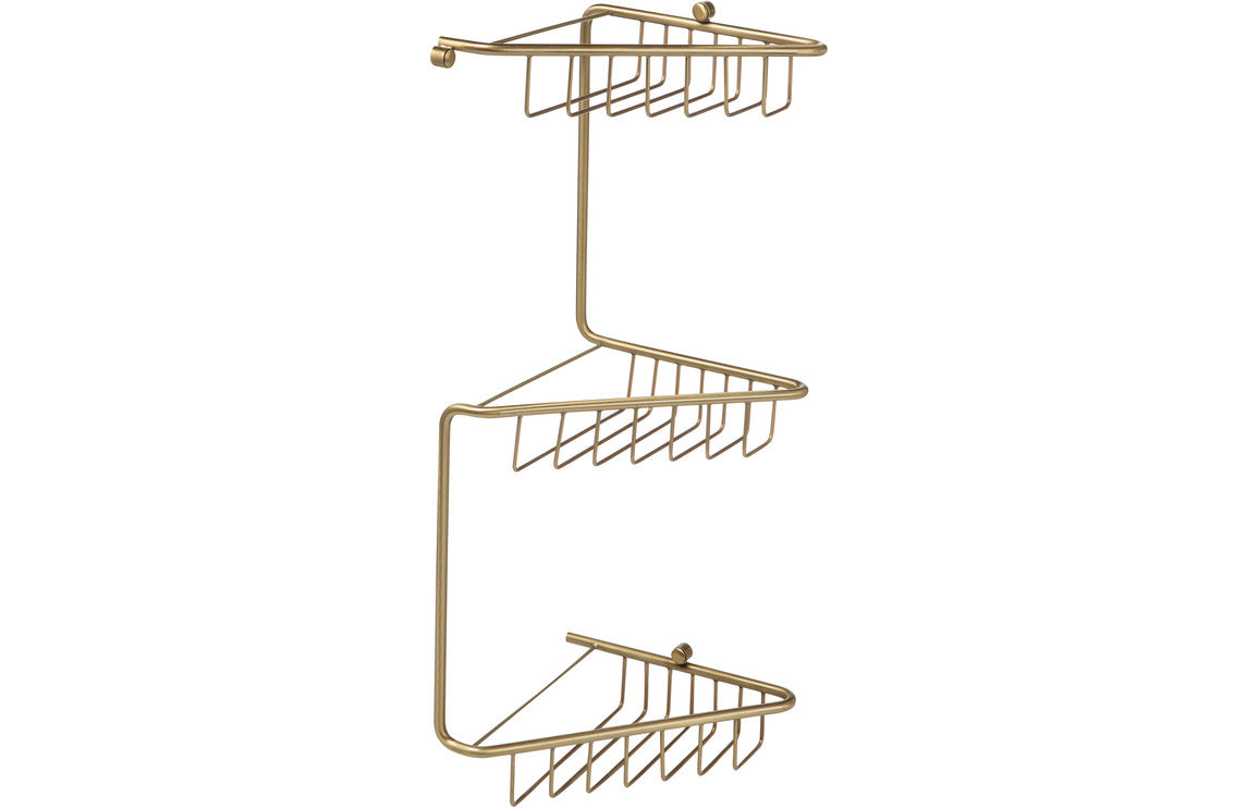 Prystine Blink 3-Tier Corner Shower Storage - Brushed Brass - PRIS105488