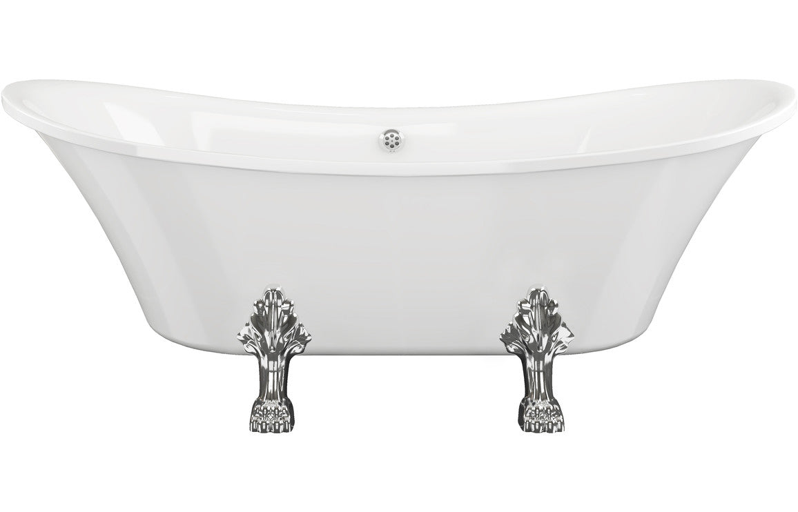 Prystine Evansville Freestanding 0TH Bath w/Feet 1760 x 710 x 775mm - White - PRIS102817