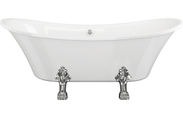 Prystine Evansville Freestanding 0TH Bath w/Feet 1760 x 710 x 775mm - White - PRIS102817