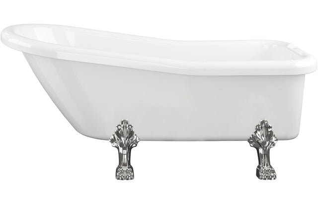 Prystine Cash Freestanding 1530 x 670 x 760mm 2 Tap Hole Bath With Feet - White - PRIS102811