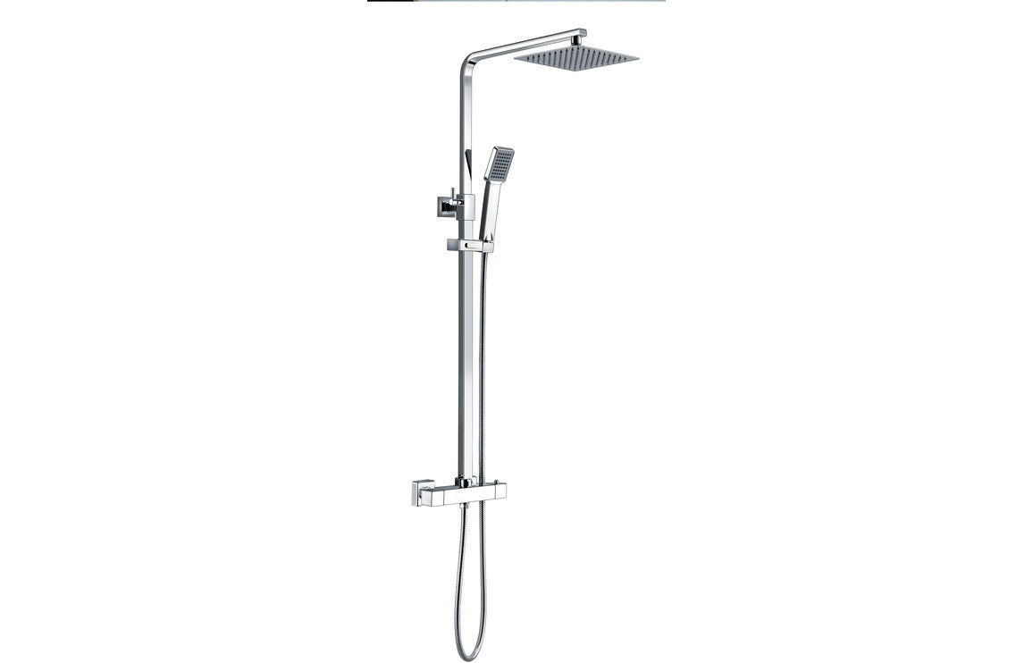 Square Slim Thermostatic Bar Mixer with Fixed and Adjustable Head- Prystine Escondido