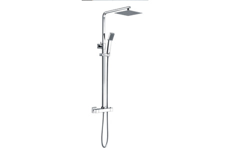 Square Slim Thermostatic Bar Mixer with Fixed and Adjustable Head- Prystine Escondido