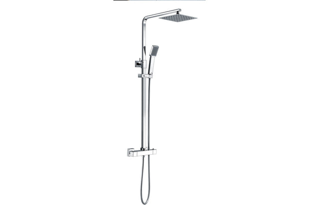 Square Slim Thermostatic Bar Mixer with Fixed and Adjustable Head- Prystine Escondido
