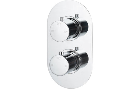 Round Thermostatic Concealed Shower Valve Two Outlets - Chrome - Prystine Salinas
