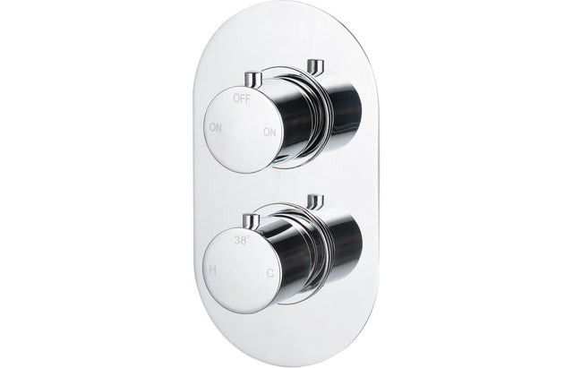 Round Thermostatic Concealed Shower Valve Two Outlets - Chrome - Prystine Salinas