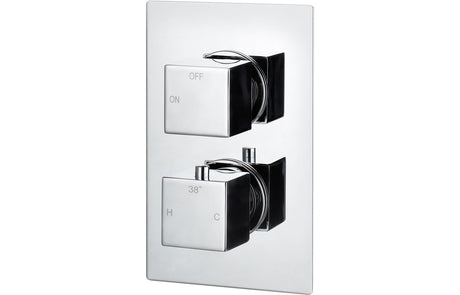 Square Thermostatic Twin Shower Valve Single Outlet Chrome - Prystine Paterson 