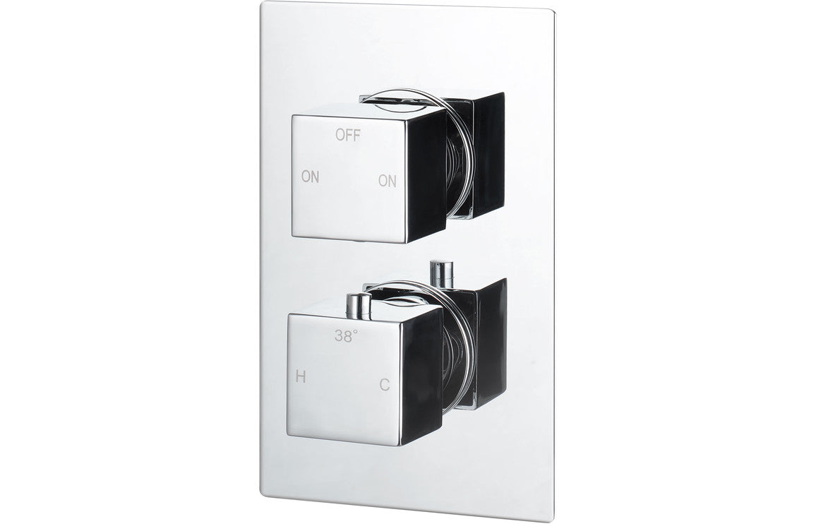Square Thermostatic Twin Shower Valve - Two Outlet - Prystine Paterson