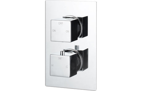 Square Thermostatic Twin Shower Valve - Two Outlet - Prystine Paterson