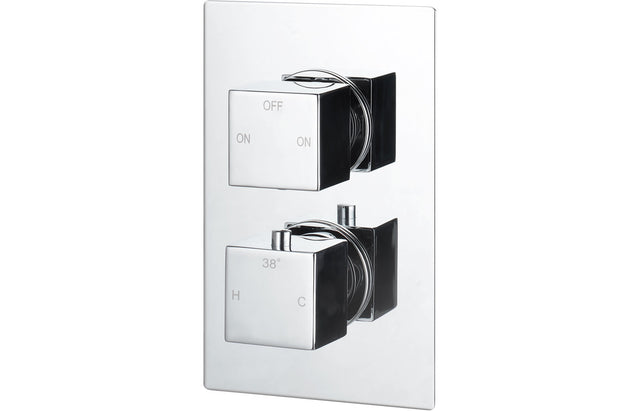 Square Thermostatic Twin Shower Valve - Two Outlet - Prystine Paterson
