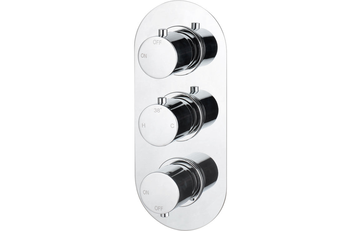 Round Thermostatic Two Outlet Shower Valve - Chrome - Prystine Salinas